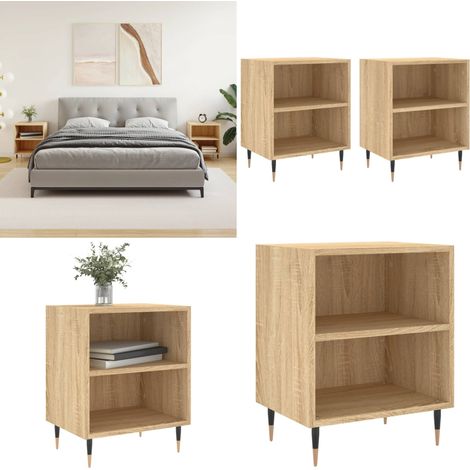 Nachttische 2 Stk. Sonoma-Eiche 40x30x50 cm Holzwerkstoff - Nachttisch - Wohnzimmer Dekoration - Holzwerkstoff Möbel - Eiche Möbel - Kommoden - Home & Living (1/5)
