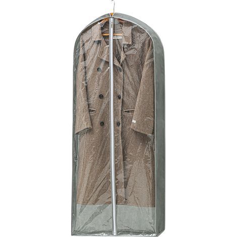 Housses à vêtements grises (lot de 2) Dimensions : 60 x 10 x 130 cm Plastique transparent Housses résistantes à la poussière et à l’humidité (1/5)