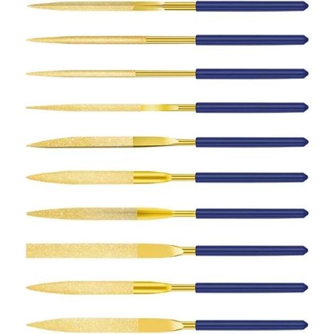 Plat Fichier Ensemble, 10 Pièces Mini Lime à Aiguilles, Limes à Aiguilles Diamantées, Jeu de Limes Aiguille, pour Bricolage Boiserie Métal Plastique Verre Bijoux (180 mm) (1/5)