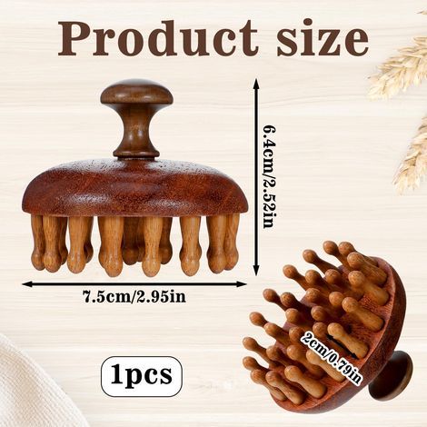 Kopfhautmassagebürste aus Holz (2 Stück), hochwertige Kopfhautmassagebürste, Kopfhautmassagegerät, Gua-Sha-Shampoobürsten für Damen und Herren, Kopfhautpflege (1/5)