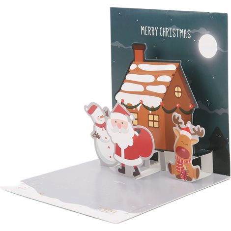 Papier décoratif pour cartes de Noël pop-up avec autocollants pour enveloppes, style E