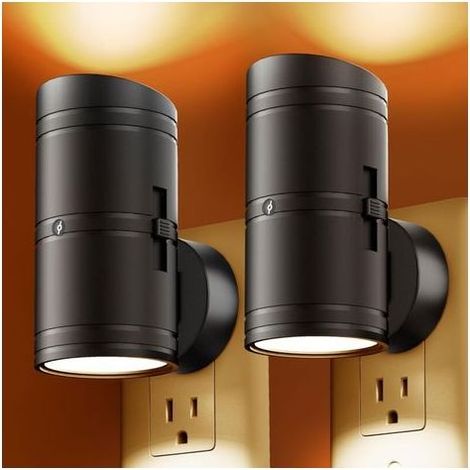 Veilleuse murale enfichable avec capteur de lumière, luminosité réglable de 0 à 100 lumens, veilleuse ambre LED à intensité variable pour couloir, chambre à coucher, salle de bain (1/5)