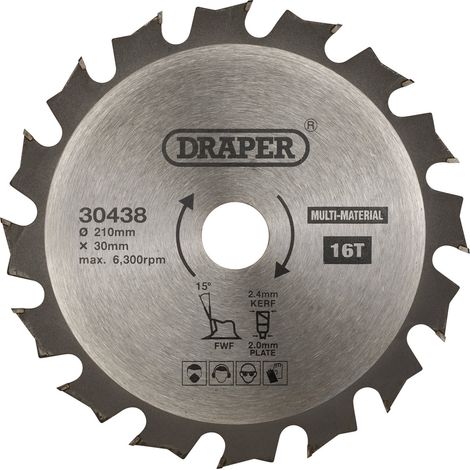 TCT Multi-Purpose Circular Saw Blade, 210 x 30mm, 16T (30438) (1/5)