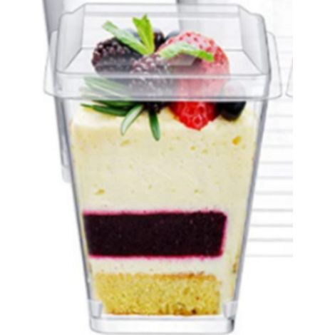 1. Pot carré de 150-160 ml (5 oz) avec couvercle rigide moulé par injection. Pot à dessert trapézoïdal en plastique rigide de 150 ml, idéal pour la mousse, le pudding, la gelée, la crème glacée et les (1/5)