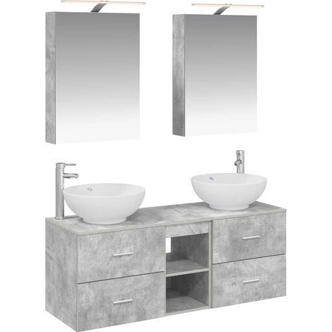Ensemble de mobilier de salle de bain 5 pcs Gris béton vidaXL (1/5)