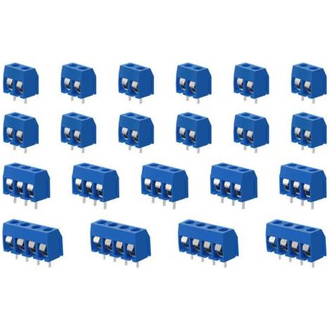 100 Pièces PCB Vis Connecteur, 5mm Pas 2 Broches / 3 Broches / 4 Broches PCB Bornier à Vis, Bleu (1/5)