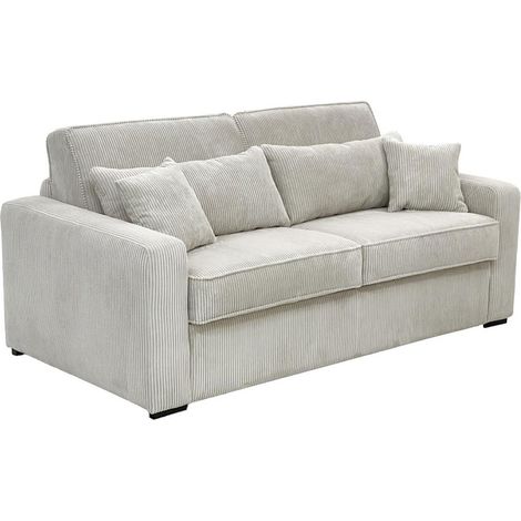 Divano letto 3 posti a ribalta Posto letto 130 cm Materasso 16 cm in Tessuto Panna - MONDOVI