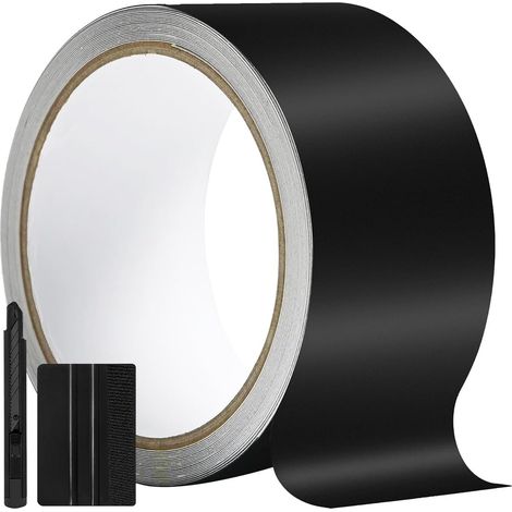 5cm x 900cm Covering Noir Mat de Voiture Autocollant Film Covering pour Éliminer Les Parties Chromées de Voitures, Motos et Bateaux, Chrome Delete (Noir Mat, 5cm x 900cm) (1/5)