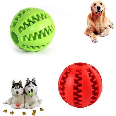 Balle pour chien, jouet à mâcher, balle interactive, pour chiens de petite, moyenne et grande taille, 5 cm, en caoutchouc naturel, favorise l'hygiène dentaire et constitue un excellent jeu pour chien. (1/5)
