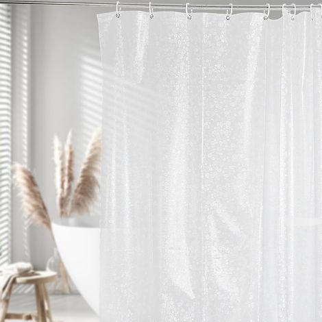 PVC Shower Curtain with Pebble Pattern Includes Hooks Easy