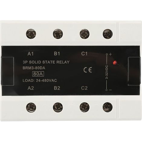 Relais statique triphasé 80A 24-480VAC (BRM3-80DA) pour contrôle de charge (1/5)