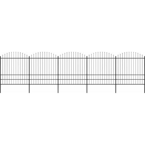 Clôture de jardin avec pointe de lance, acier, 892,5 x 200 cm, noire