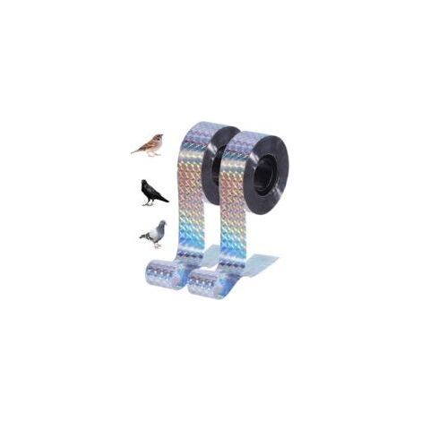 Holografisches Vogelabwehrband, 2 Rollen à 2,4 cm (100 m) doppelseitiges, reflektierendes Klebeband für Vögel, reflektierender Taubenabwehrgürtel, Vogelscheuchenband für Gärten und Obstplantagen