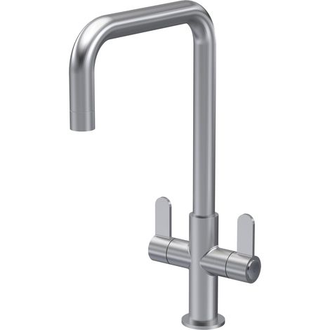 Balterley Warslow Kitchen Mono Mixer Tap with Dual Lever Handles, Square Spout - Brushed Nickel Finish (1/5)