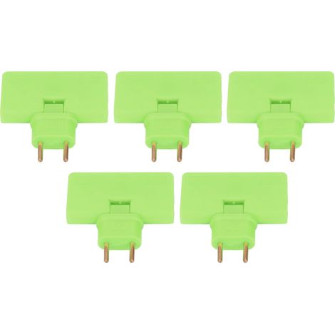 Lot de 5 adaptateurs de prise européenne sans fil à 180° (1 vers 3 prises européennes, 110-250 V, vert) (1/5)