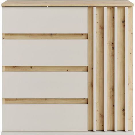 Cómoda NEMO 80 cm con 1 puerta y 4 cajones – Roble y beige cachemira (1/5)