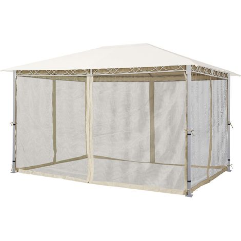 TOOLPORT Moskitonetz für Gartenpavillon Rendezvous Premium 3x4 m - Polyester - Insektengitter mit Reißverschluss - champagner (1/5)