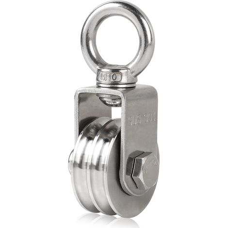 Heberolle aus Edelstahl 304, 8-mm-Seilrolle mit M10-Augenschraube, drehbar, Tragfähigkeit 200 kg (1/5)