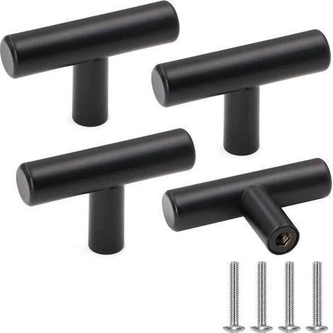 Furniture Knob, Black Stainless Steel Cabinet Door Handle Vintage Drawer Knobs with Screws for Home Decor, 4 Pieces (1/5)