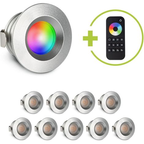 Einbaustrahler Mini flach Torino 3W RGBW IP44 - Farbe: silber - Anzahl: 10x