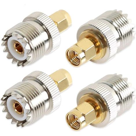 Adaptador UHF hembra a SMA macho, conector coaxial RF SO239 (PL259), adaptador de antena portátil, convertidor de radio bidireccional PL-259 (paquete de 4)