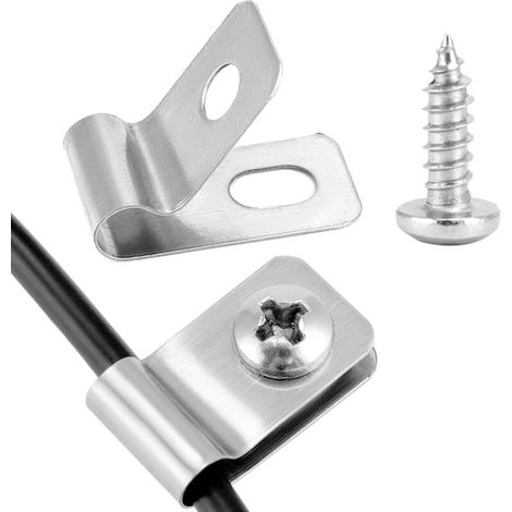 Lot de 100 Clips de Fixation en Acier Inoxydable 304 pour Clôtures Agricoles - Résistant à la Rouille avec Vis Incluses (1/5)
