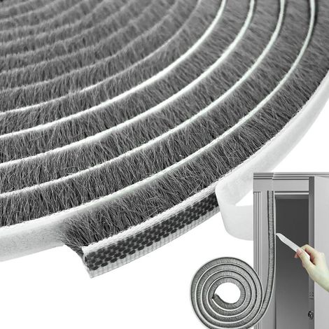 Joint Brosse porte Coulissante,9x5 Joint Porte Adhésif, Bande de Brosse Autocollante Anti-poussière Convient pour L'isolation la Protection Contre le Vent (1/5)