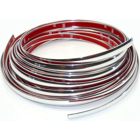 Chrome car trim strip 6 mm 5 m self-adhesive, chrome strip for bodywork, windows and exterior decoration (6 mm 5 m) (1/5)