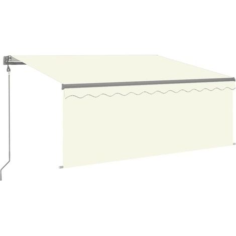 Store automatique avec capteur de vent et éclairage LED, 3 x 2,5 mètres, beige. (1/5)