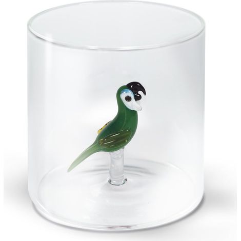 BICCHIERE DA ACQUA PAPPAGALLO IN VETRO SOFFIATO