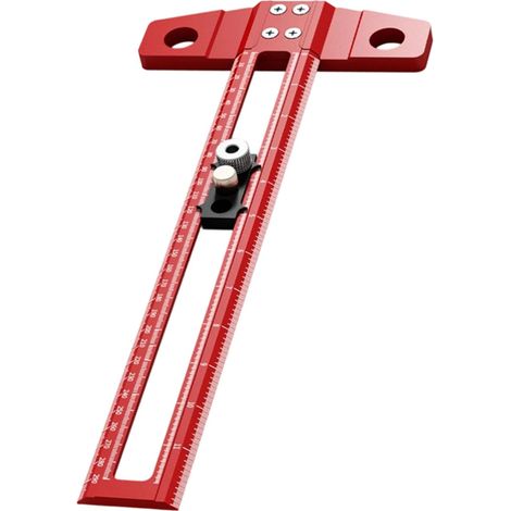 Regla de trazado para carpintería, escuadra en T para carpintería con escalas a juego, tope deslizante, guía de posición de taladro, línea para tablero de estante (1/5)