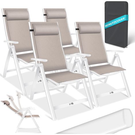 KESSER® Gartenstuhl Hochlehner mit Armlehnen Aluminium Klappstuhl inkl. Kopfkissen Campingstuhl 7-Fach Verstellbar Rückenlehne Atmungsakti (1/5)