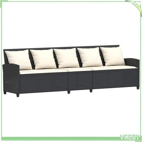 Canapé de jardin - FAFEICY - 4104111 - 5 places - Résine tressée noir - Coussins déhoussables blanc crème (1/5)