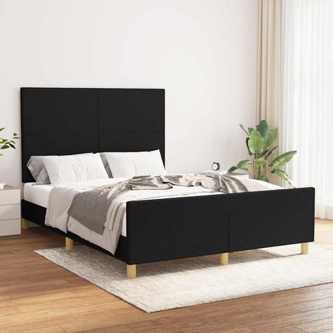Lit double pour adulte avec tête de lit - Cadre de lit Noir 140x190 cm Tissu BV660403 - BonneVie (1/5)