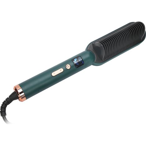 Brosse lissante verte à 3 vitesses, lisseur-boucleur chauffant, peigne à ions négatifs, prise UE 220 V (1/5)