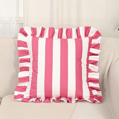 Housse coussin volants rayés canapé élégant style2 (1/2)