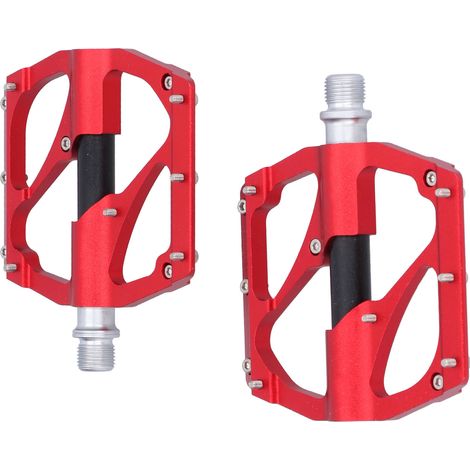Pédales de VTT larges à roulements haute vitesse en alliage d'aluminium antidérapant - Accessoires rouges (1/5)
