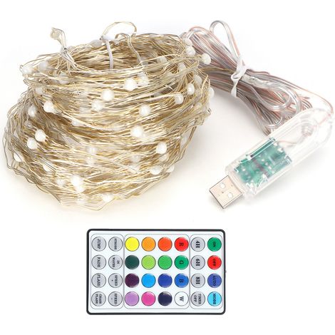 Lichterkette mit 16 Farben, 200 LEDs, RGB-Kupferdraht, 20 m, Infrarot-Fernbedienung, Timer, wasserdicht, Dekoration (1/5)