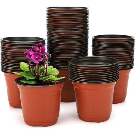 100 pièces contenant 10cm (diamètre) en plastique souple pot de semences pot de semis pot de semis (1/5)