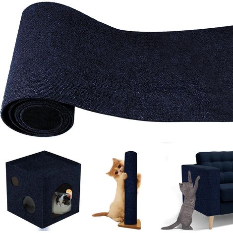 Tapis griffoir autocollant pour chat, protection canapé chat, anti-griffures, 40×200 cm, griffoir chat, protection meubles, bleu foncé (1/5)