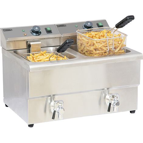Friteuse électrique 2x8l 6500w avec vanne de vidange - Casselin - cfev82
