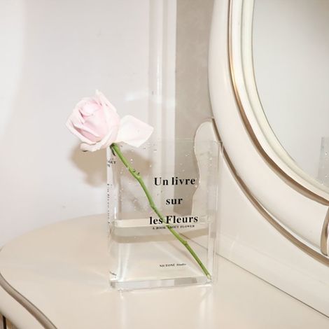Vase Acrylique Transparent Noir Livre - Support de Livre 15x20cm - Pour Mariage, Décoration Table, Cafés (1/5)