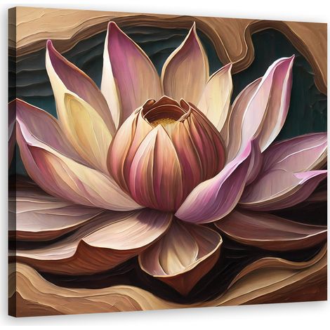 Tableau déco Fleur de lotus Nature 40x40 (1/5)