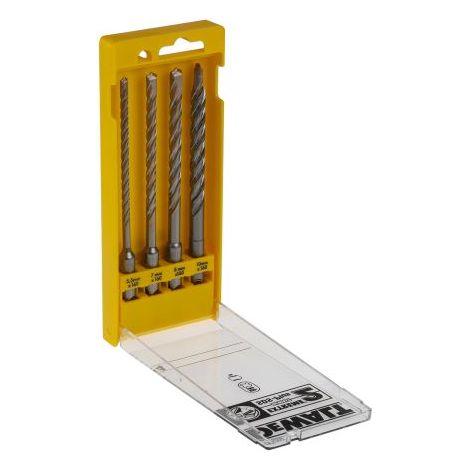 Coffret de 4 forets SDS-Plus 160mm – Acier trempé pour béton et maçonnerie – Pointe carbure optimisée – Emmanchement SDS Plus – DEW (1/10)