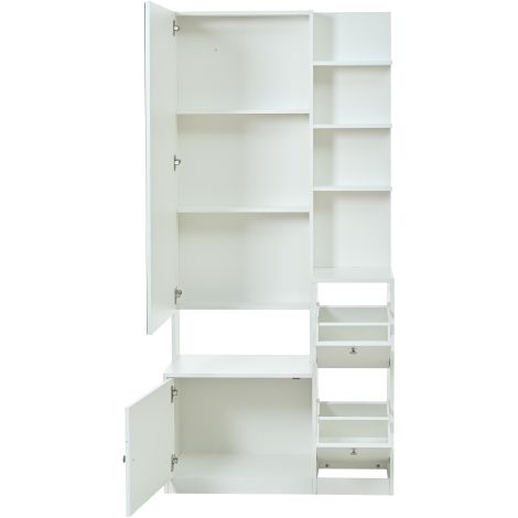 Ensemble de meubles d'entrée 85x40x180 cm avec miroir et meuble 5 étagères ouvertes Blanc (1/5)
