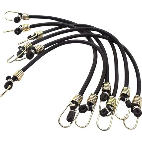 Tendeur Elastique - Crochet Universel - Lot De 10 - Noir Argent - Pour Rangement Bricolage Transport Camping (1/5)