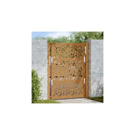 Porte de jardin acier résistant aux intempéries design feuilles (1/5)