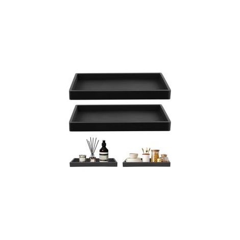 2 Pcs Plateau de Rangement Silicone Noir Plateau Décoratif Rectangulaire pour Coiffeuse Organiseur pour Lavabo Baignoire évier de Cuisine Toilettes (1/5)