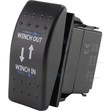 12V 20A Winch In Out ON-OFF-ON Interrupteur À Bascule 7 Broches DEL Bleu (1/4)
