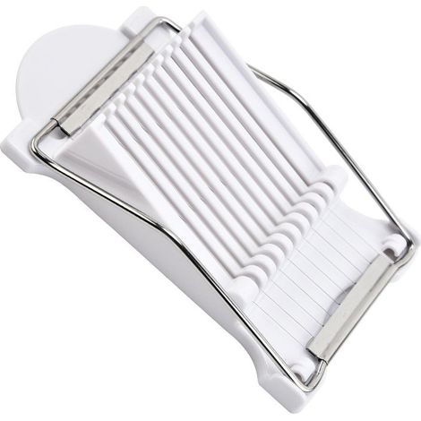 Trancheuse multifonctionnelle pour charcuterie, coupe-œufs en fil d'acier inoxydable, coupe 10 morceaux de fruits, oignons, aliments mous et jambon (coupe-charcuterie - Blanc)